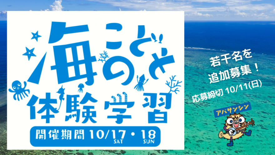 【緊急募集！】10/17-18 海のこども体験学習
